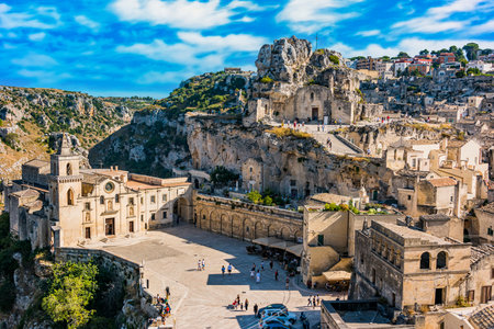 MATERA, ITALY - SEP 7, 2020: Monumental architecture of Matera, Basilicata, Italy.のeditorial素材