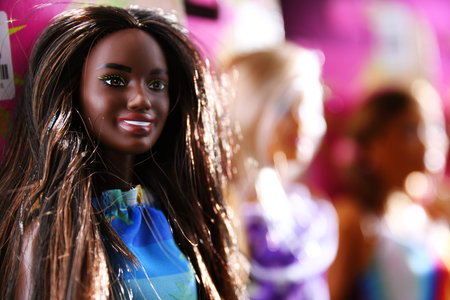 POZNAN, POL - SEP 23, 2021: Barbie dolls of the Ocean collection, made from recycled plastic