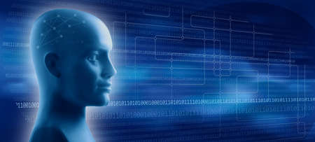 Metaphorical illustration of artificial intelligence, robotics and Fourth Industrial Revolutionの写真素材