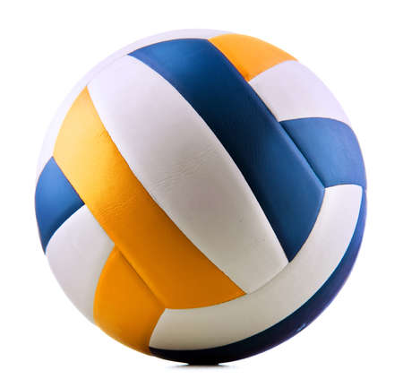 Leather volleyball isolated on a white background.の写真素材