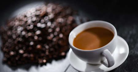 Composition with a cup of coffee.の写真素材