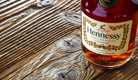 POZNAN, POL - APR 13, 2022: Bottle of Hennessy, a brand of famous cognac from Cognac, Franceのeditorial素材