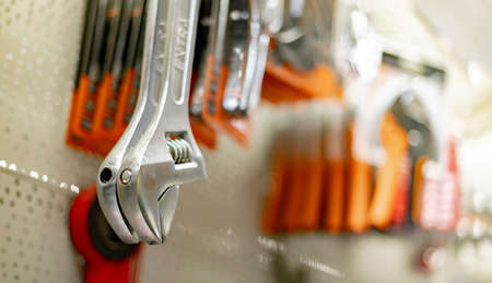 Tools put up for sale in a hardware store