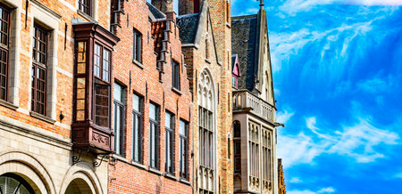 BRUGES, BELGIUM - AUG 22, 2022: Architecture of the historic city of Bruges in the Flemish Region of Belgiumのeditorial素材