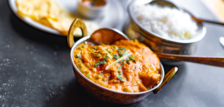 Curry chicken served in an indian restaurant.