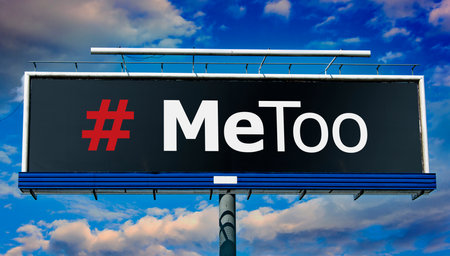 Advertisement billboard displaying the sign of MeToo movement.の写真素材