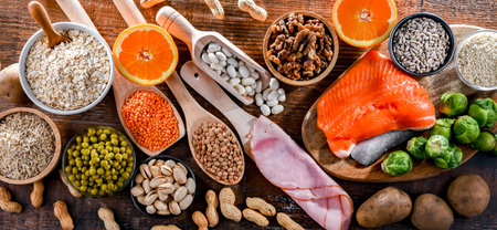Composition with food products rich in thiamine or vitamin B1の写真素材
