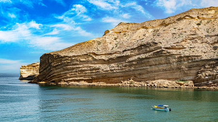 Qantab beach, a popular tourist destination near Muscat, Omanの写真素材