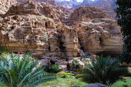 Gorge of Wadi Ash Shab in Southeastern Governorate, Omanの写真素材