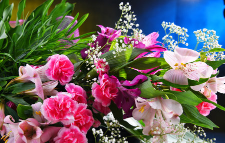Composition with bouquet of freshly cut flowers.の写真素材