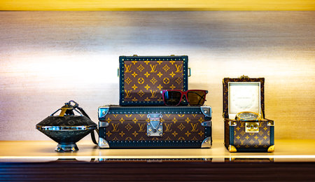 SINGAPORE - MAY 10, 2024: Products display in Louis Vuitton fashion house at Marina Bay Sands...
