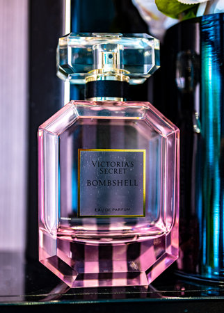 SINGAPORE - MAY 11, 2024: Products display in Victoria's Secret store, an American designer, manufacturer, and marketer of women's lingerie, womenswear, and beauty productsのeditorial素材