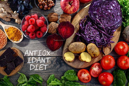 Foods rich in antioxidants. Healthy dietの写真素材