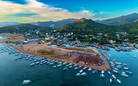The city of Coron in the province of Palawan, Philippines.の写真素材