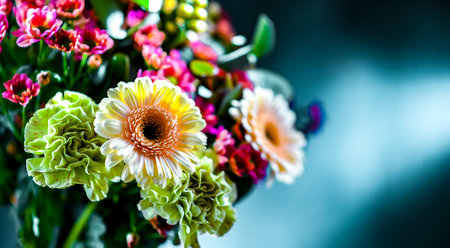 Composition with a bouquet of freshly cut flowers.の写真素材