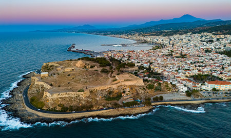 Aerial view of the city of Rethymno, Crete, Greece.