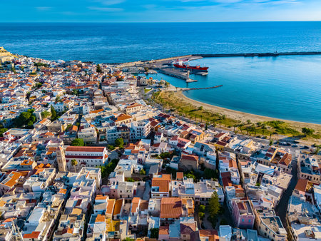 Aerial view of the city of Rethymno, Crete, Greece.の写真素材