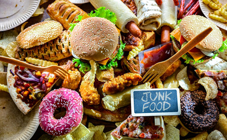 Fast food leftovers. Wasted food.の写真素材