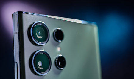 Close-up of the lenses of a modern smartphoneの写真素材