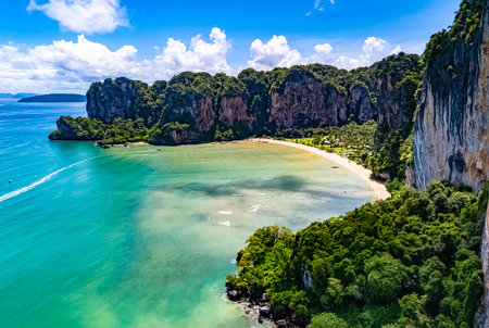 Aerial view of Railay near Krabi, Thailandの写真素材