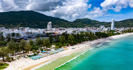 Aerial view of Patong on Phuket Island, Thailandの写真素材