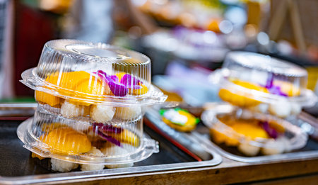 Street food sold at Ao Nang Landmark Night Market, Thailand.の写真素材