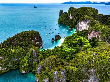 Aerial view of Hong Island near Krabi, Thailandの写真素材