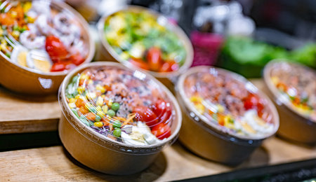 Street food sold at a night market in Thailand.の写真素材