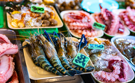 Seafood sold at Ao Nang Landmark Night Market, Thailand.