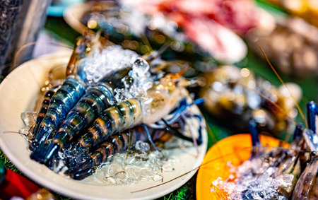 Seafood sold at Ao Nang Landmark Night Market, Thailand.の写真素材