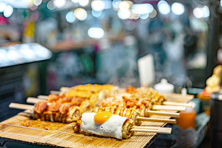 Street food sold at Ao Nang Landmark Night Market, Thailand.の写真素材