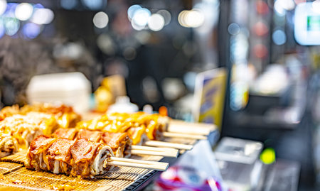 Street food sold at Ao Nang Landmark Night Market, Thailand.の写真素材