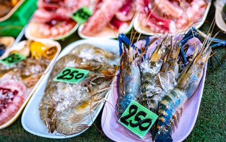 Seafood sold at Ao Nang Landmark Night Market, Thailand.の写真素材