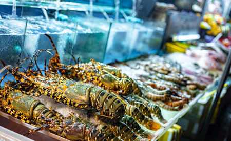 Lobsters sold at Bangla Night Market in Patong, Phuket, Thailand.の写真素材