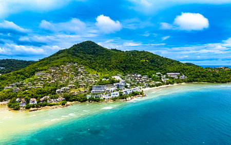 Aerial view of Kamala Beach near Patong on Phuket Island, Thailand.の写真素材