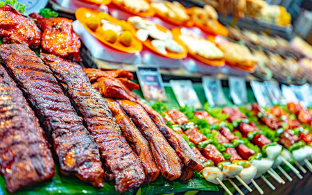 Street food sold at Bangla Night Market in Patong, Phuket, Thailand.の写真素材
