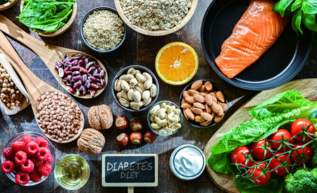 Food products recommended for diabetic patients.の写真素材