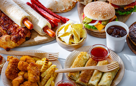 Foods enhancing the risk of cancer. Junk food.の写真素材