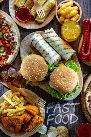 Foods enhancing the risk of cancer. Junk food.の写真素材