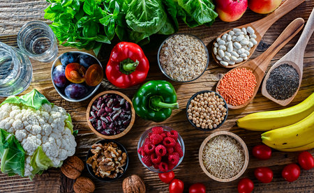 Foods products improving digestive health. Constipation relief food.の写真素材