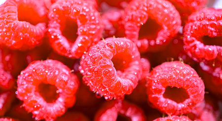 Composition with fresh ripe raspberries.の写真素材