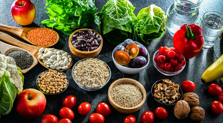 Foods products improving digestive health. Constipation relief food.の写真素材