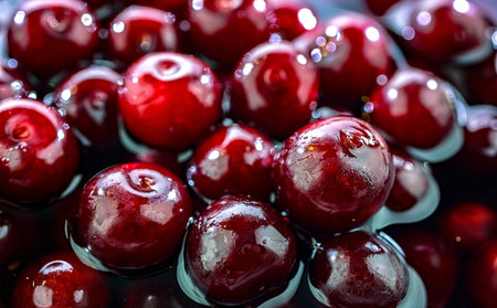 Composition with fresh ripe sour cherries.