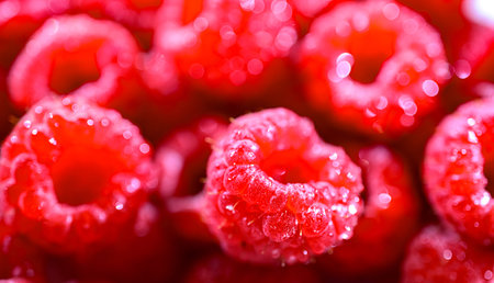 Composition with fresh ripe raspberries.の写真素材