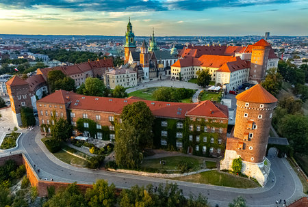 The Wawel Royal Castle, a fortified residency on the Vistula River in Krakow, Poland. UNESCO World...