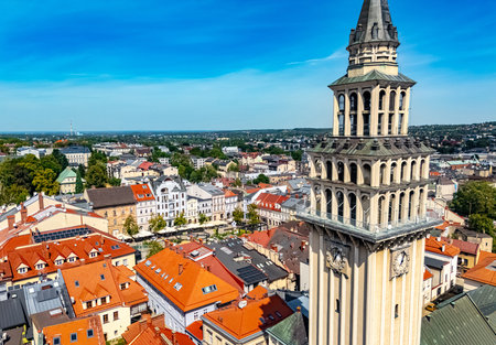 View of Bielsko Biala old town in Silesian Voivodeship, Poland.の写真素材