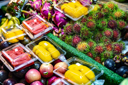 Fruits sold at Ao Nang Landmark Night Market, Thailand.の写真素材