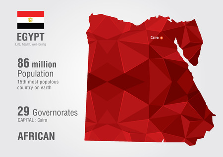 Egypt world map woth a pixel diamond texture  World Geography のイラスト素材