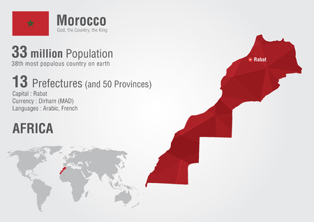 Morocco world map with a pixel diamond texture  World geography のイラスト素材