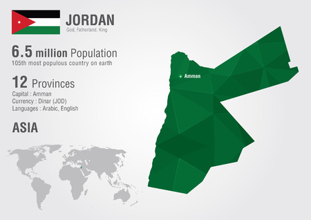 Jordan world map with a pixel diamond texture. World geography.のイラスト素材